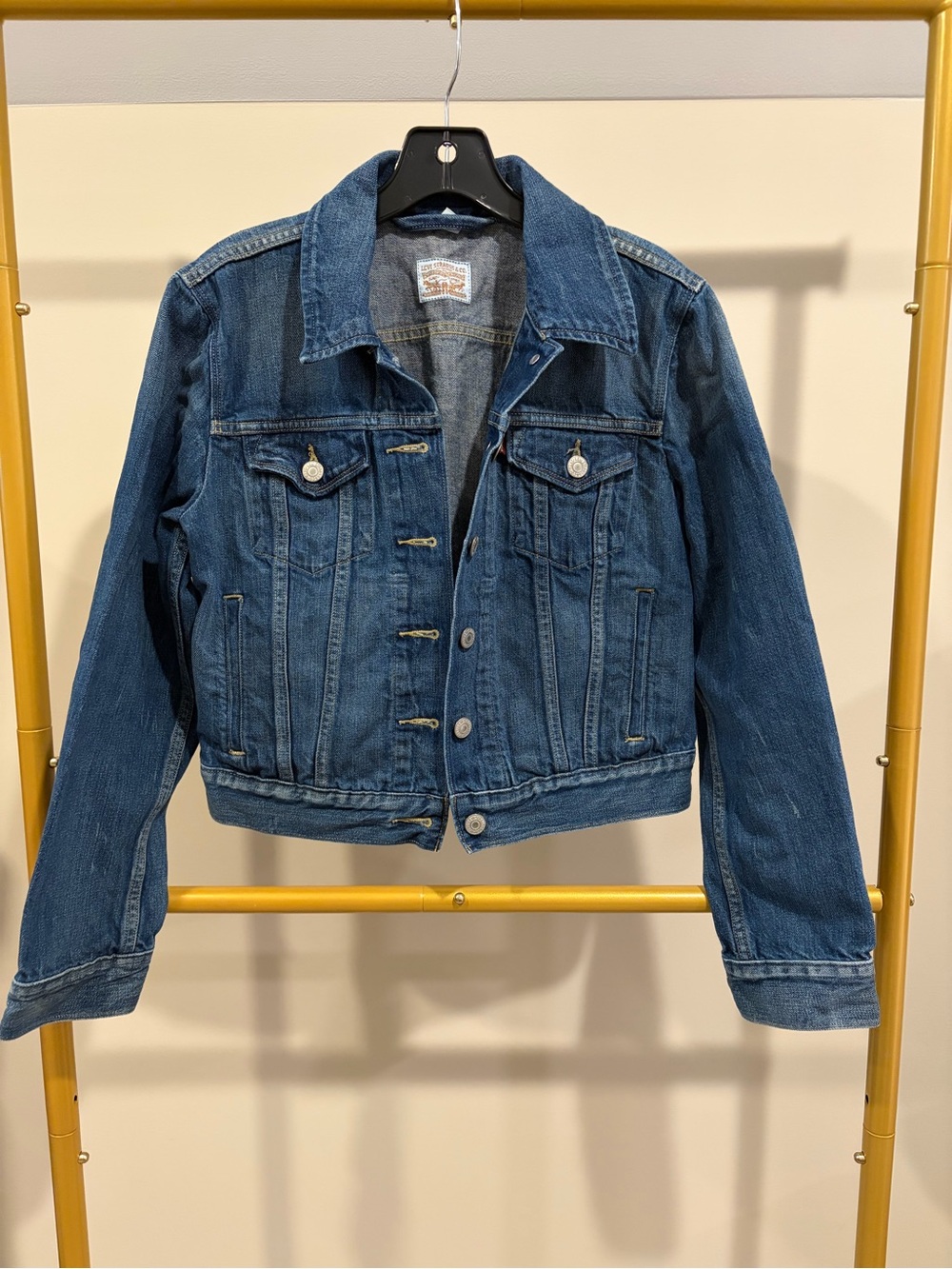 Levi's Grey Denim Jacket with Gold Stitching
